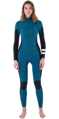 2025 Hurley Womens Plus 4/3mm Chest Zip Wetsuit WFS0012403 - Black / Sky Blue